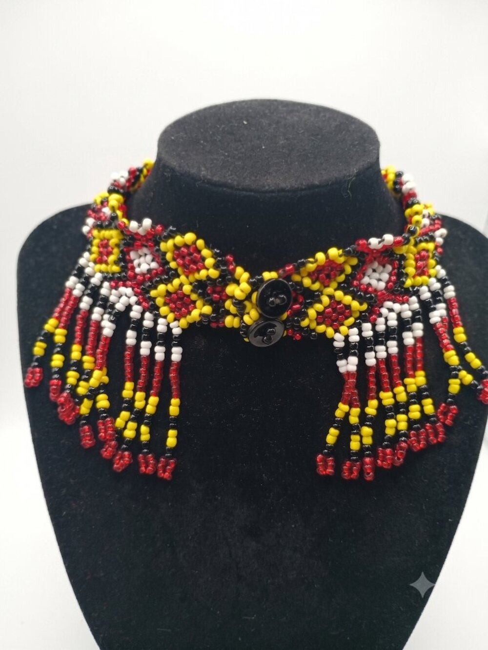Handmade Filipino choker with fringe and beads
